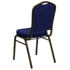 Flash Furniture – Chaise empilable HERCULES à dossier couronne, siège 2,5 po, doré avec tissu bleu marine (FDC01GV208)-Conception à dossier couronne