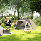 Outsunny - Tente de camping 2 personnes avec chambre, porche, tapis de sol cousu et crochet, kaki-Tissu polyester 190T offrant une résistance à l’eau de 3000 mm  