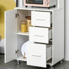HOMCOM - Armoire de cuisine moderne avec espace pour micro-ondes - blanc-Panneau de particules solide et stable avec un dispositif anti-basculement pour une stabilité accrue 