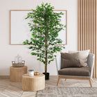 HOMCOM - Arbre artificiel ficus 6 pi pour décoration intérieure - vert-Convient pour la maison, le bureau ou l'extérieur, apporte une touche naturelle à tout espace  