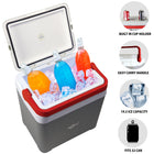 Koolatron - Glacière avec poignée de transport verrouillable - 25 L - gris et rouge-Fabriqué en matériau résistant à la perforation et exempt de BPA