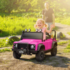 Qaba - Jeep pour enfants Land Rover sous licence 12V à chevaucher - rose-Voiture électrique pour enfants équipée de doubles portes, d’un klaxon et de boutons de musique pour un jeu immersif 