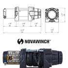 NovaWinch SUPERB treuil électrique 12 V, capacité de 3 500 lb avec câble synthétique, interrupteur au guidon-Commande de roue libre à 360° entièrement en métal