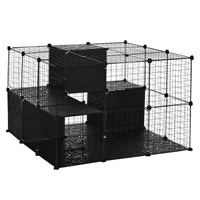 PawHut - Parc pour cochons d’Inde et lapins 56 panneaux avec porte - chaque panneau 14 po x 18 po-Convient aux lapins, chinchillas, visons domestiques, ne convient pas aux hamsters et aux rats 