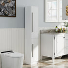 HOMCOM - Armoire de rangement de salle de bain haute avec trois étagères réglables - blanc-Étagères réglables offrant des options de rangement personnalisables 
