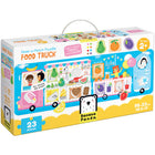 Banana Panda - Puzzle à faire soi-même, Food Truck-Un puzzle parfait et une activité d'apprentissage pour les enfants qui aiment les dinosaures - ce grand puzzle présente des illustrations colourées de dinosaures avec des objets présentés dans le cadre photo que les enfants peuvent rechercher et trouver