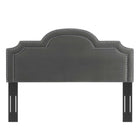 Modway - Belinda Performance Velvet Tête de lit jumelée, Charbon de bois-Tissu résistant aux taches