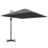 Outsunny - Parasol suspendu déporté carré 8 pi L x 8 pi l avec rotation à 360°, gris foncé-Parasol de terrasse déporté attrayant et élégant offrant une protection supplémentaire contre les éléments grâce à son design supérieur d’inclinaison et de manivelle  