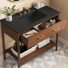 Modway - Zaire 36" Vanette de salle de bain - Noir noyer-Jambes effilées