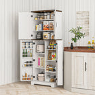 HOMCOM - Armoire de cuisine 64 po avec étagères réglables - blanc-Les panneaux de particules avec côtés en mélamine offrent un aspect élégant et une grande durabilité 