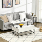 HOMCOM - Table basse relevable avec compartiment de rangement caché - blanc-Table basse à plateau relevable avec espace de rangement caché pour vos objets