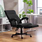 Vinsetto - Fauteuil de bureau pivotant à haut dossier inclinable avec repose-pieds et accoudoirs rembourrés - noir-La fonction d'inclinaison permet de verrouiller la chaise à n'importe quel angle (angle maximal 135°), avec un repose-pieds pour se reposer