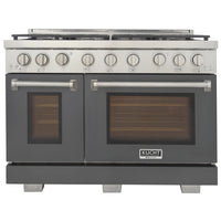 Kucht - 48 po Série KFX-X style professionnel au gaz propane - Acier inoxydable/Gris ciment-Nouveaux brûleurs true simmer pour une cuisson délicate à basse température