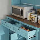 HOMCOM - Armoire de rangement 71 po avec espace pour micro-ondes et vaisselier - bleu-Le système anti-basculement améliore la sécurité en fixant le meuble au mur 