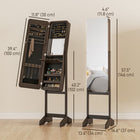 HOMCOM - Armoire à bijoux avec miroir autoportante - 11,75 po L x 57,5 po l x 14,25 po H - marron-Bande lumineuse LED avec allumage/extinction automatique à l’ouverture et la fermeture de la table pliante, ajoute plus de lumière 
