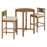 Modway - Eleni 3 pièces Terrasse extérieure Bois de teck Bar Set - Voile naturel-Ensemble de meubles en bois de teck