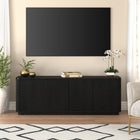 Hudson&Canal - Meuble TV Easton pour téléviseurs jusqu'à 75" - Grain noir-Fabriqué à partir de matériaux robustes en MDF et PVC dans une finition grainée noire artisanale