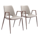 Zuo - Desi Chaise de salle à manger - Beige/Noyer - Ensemble de 2-Assemblage requis