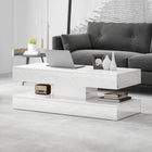 HOMCOM - Table basse effet marbre avec éclairage LED - blanc brillant effet marbre-Finition brillante sur toute la surface pour une touche haut de gamme