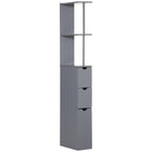 HOMCOM - Armoire de salle de bain étroite avec tiroir et étagères ouvertes - gris-Avec un profil haut et mince de style moderne   
