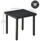 Outsunny - Table d'appoint de jardin avec trou pour parasol - noir-Traité par électrophorèse avant revêtement en poudre pour protéger la table de la pluie ou de la rouille 