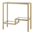 Hudson&Canal - Table d'appoint rectangulaire Lovett , 61 cm de largeur, laiton-Le plateau de table a une capacité de poids de 20 lb, les étagères inférieures peuvent supporter 10 lb chacune