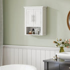 kleankin - Armoire murale de salle de bain avec étagère - blanc-L’étagère réglable vous permet de stocker des objets plus volumineux, sans vous soucier de leur adaptation