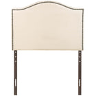Modway - Curl Nailhead Tapis Tête de lit jumelée, Ivoire-Cadre en panneaux de particules et en bois massif