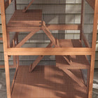PawHut - Catio 34 po L maison pour chat d’extérieur sur roulettes - 33,9 po L x 31,5 po l x 65,9 po H - orange-Fabriqué en bois de sapin avec un toit en asphalte résistant aux intempéries 