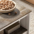 HOMCOM - Table basse style ferme avec étagère de rangement - chêne vieilli et brun-Facile à assembler pour une installation et une utilisation rapides