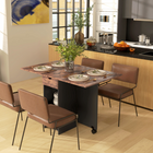 HOMCOM - Table à manger pliante à abattant avec tiroir et étagères de rangement pour 4-6 personnes - brun rustique-Un tiroir intégré avec des glissières en acier et deux étagères de rangement pour les ustensiles et la vaisselle 