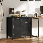 HOMCOM - Armoire à dossiers 4 tiroirs avec glissières silencieuses - grain de bois noir-Détails de style grange et accents noir mat pour un look inspiré de la ferme 