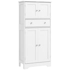 HOMCOM - Armoire de cuisine 50,5 po avec portes et étagère réglable - blanc-Portes encastrées avec poignées argentées, dégageant un charme moderne 