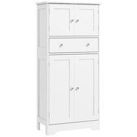 HOMCOM - Armoire de cuisine 50,5 po avec portes et étagère réglable - blanc-Portes encastrées avec poignées argentées, dégageant un charme moderne 