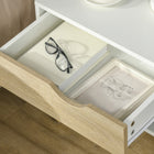 HOMCOM - Table de chevet avec tiroir et étagère - blanc - lot de 2-Quatre pieds en bois massif offrent une base stable 