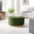 Modway - Tilden Grand Velours rond de performance de 29" Rembourré Ottoman - Moss Green Natural-Rembourrage en mousse dense