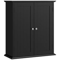 HOMCOM - Armoire à pharmacie avec étagère réglable et 2 portes - noir-Le design mural permet d'économiser un espace précieux au sol dans n'importe quelle pièce