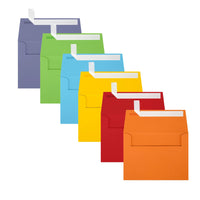 JAM Paper - Enveloppes d'invitation colourées A6 avec fermeture autocollante à décoller et coller - 4 3/4 x 6 1/2 - couleurs primaires assorties - 150/paquet-Couleurs : Bleu, Rouge, Orange, Vert, Violet, Jaune