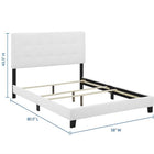 Modway - Amira Tissu rembourré Lit plein, Blanc-Rembourré dans un tissu polyester
