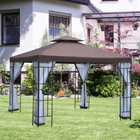 Outsunny - Pavillon de jardin 10 pi l x 10 pi L pare-soleil d’extérieur portable avec moustiquaire - café-Le toit à double niveau assure une excellente circulation de l’air et garde l’intérieur frais et confortable