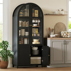 HOMCOM - Armoire de cuisine arche 71 po H - noir-Les armoires supérieures et inférieures spacieuses assurent une organisation sans encombrement 