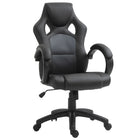 HOMCOM - Chaise de bureau style voiture de course - gris-Design confortable avec cuir PU doux et assise rembourrée pour un confort accru