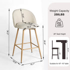 Homy Casa - Tabourets de Bar 26'' avec Siège Tissu Beige - Paquet de 2-Design Élégant : Siège en tissu beige rembourré qui ajoute une touche de sophistication et s'harmonise bien avec divers styles d'intérieur.