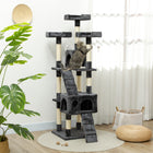 PawHut - Arbre à chat 68 po, tour condo grande à plusieurs niveaux - gris-Poteaux recouverts de corde sisal résistante à l'usure pour les besoins de griffage et de toilettage de votre chat 