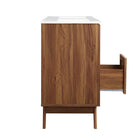 Modway - Soma 48" Meuble de salle de bain à double lavabo - Blanc noyer-Trous centraux de 8"