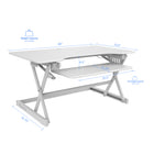 Rocelco - Support de bureau haut de gamme DADR-40 à hauteur réglable - 40 po - avec portée verticale allongée - Blanc-Nouveau plateau de clavier plus large pour accueillir des claviers ergonomiques et de jeu