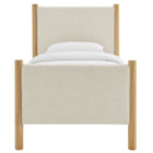 Modway - Maven Taille jumelle Tissu tapis Lit de plateforme, Chêne d’ivoire-Support en lattes de bois