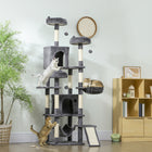 PawHut - Arbre à chat, grande tour 76 po avec poteaux à griffer - gris foncé-Deux hamacs offrent à vos chats différentes options de détente 