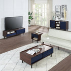 Manhattan Comfort - Meuble TV Duane 59,25 po style Mid-Century Modern - Brun Foncé et Bleu Marine-10