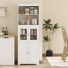 HOMCOM - Armoire de cuisine autoportante 63 po avec étagères - blanc-Le design vertical permet de gagner de la place, ce qui le rend idéal pour les petites cuisines, salles à manger, salons, salles de bains et buanderies 